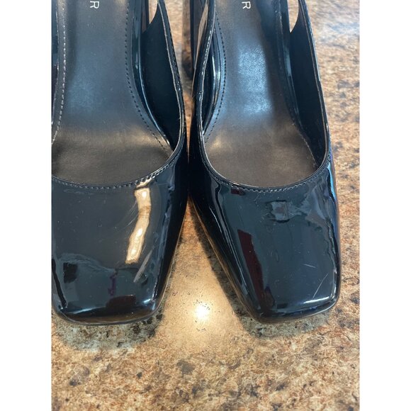 Marc Fisher Black Patent Leather Square Toe Slingback Heels For Women Size 7 1/2 - Picture 6 of 13
